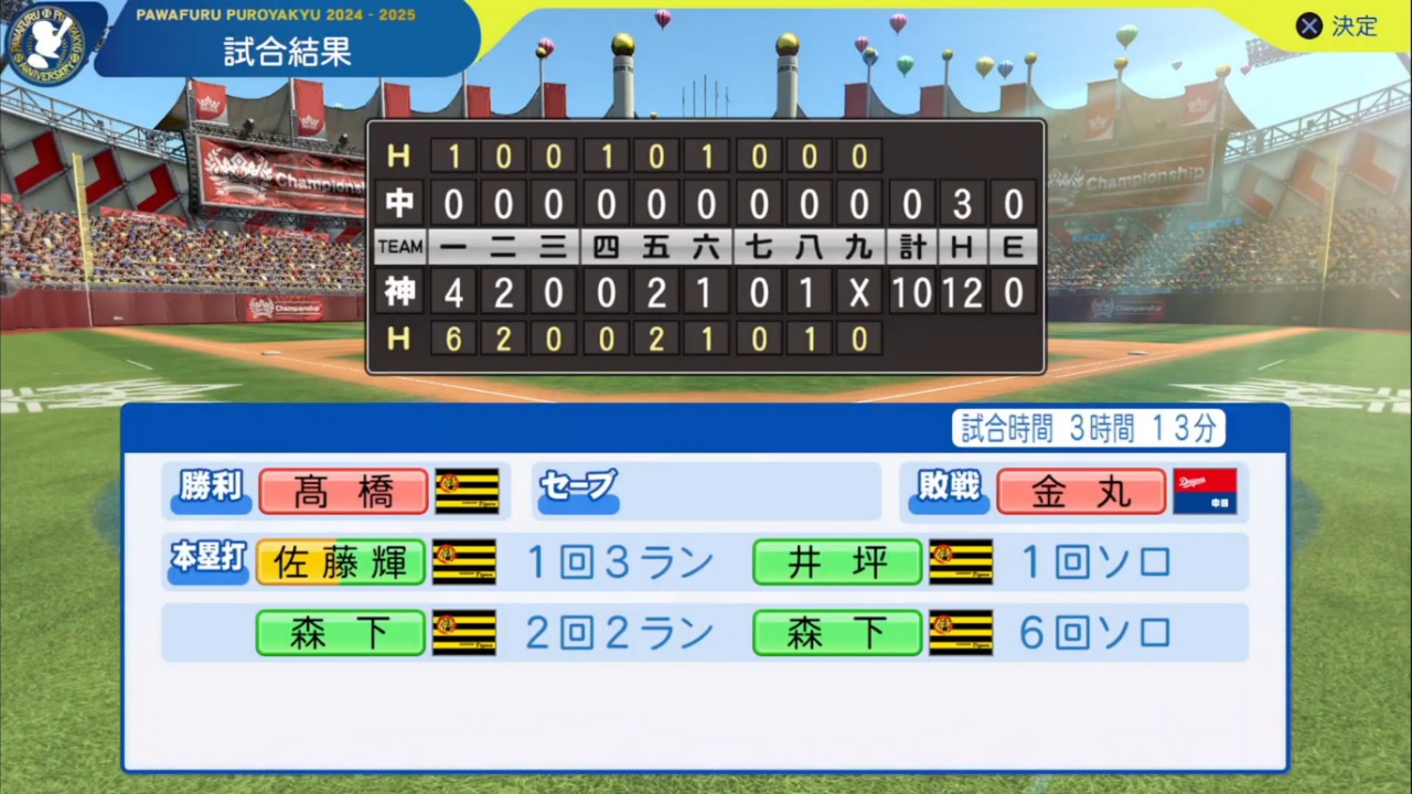 ifタイガース 対 ifドラゴンズ 5回戦試合結果