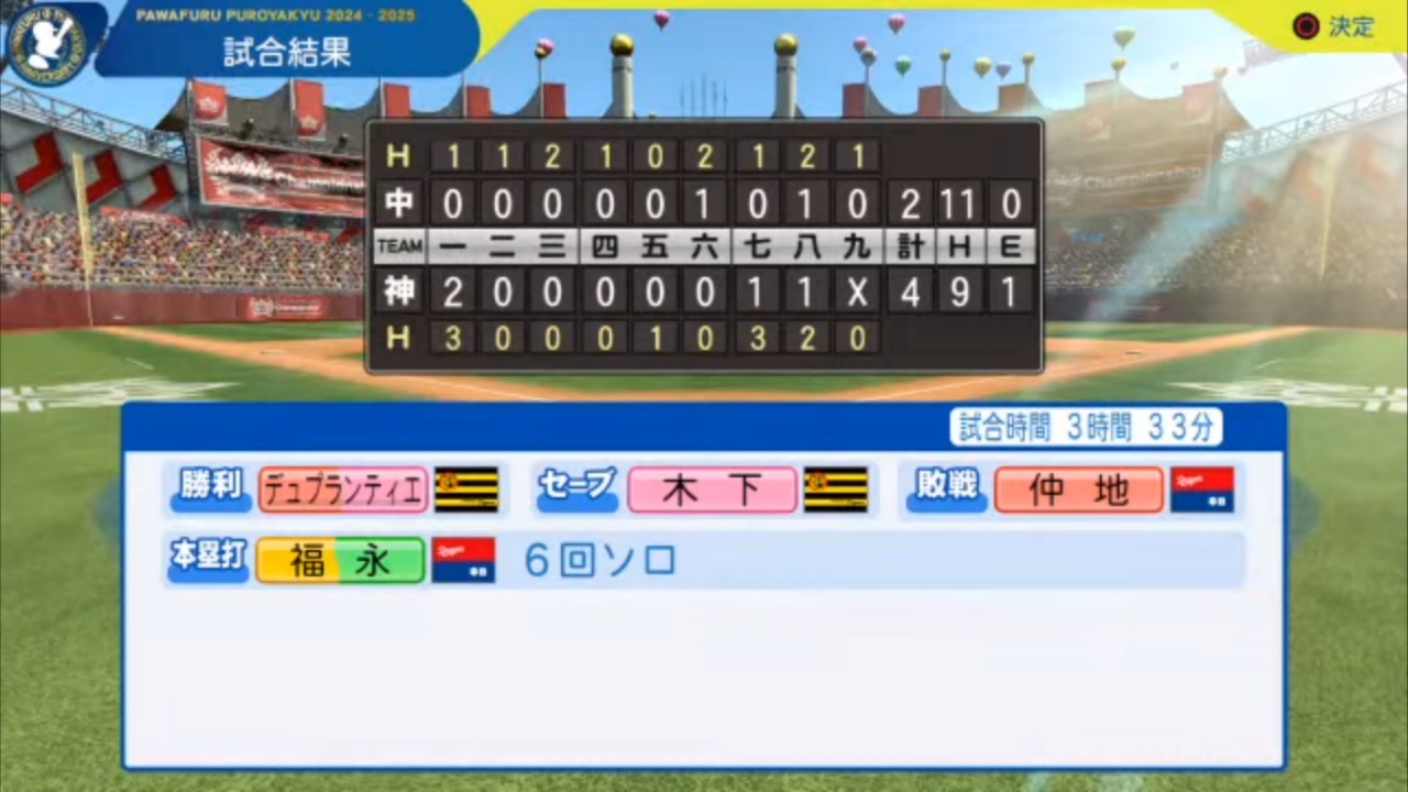 ifタイガース 対 ifドラゴンズ 6回戦試合結果