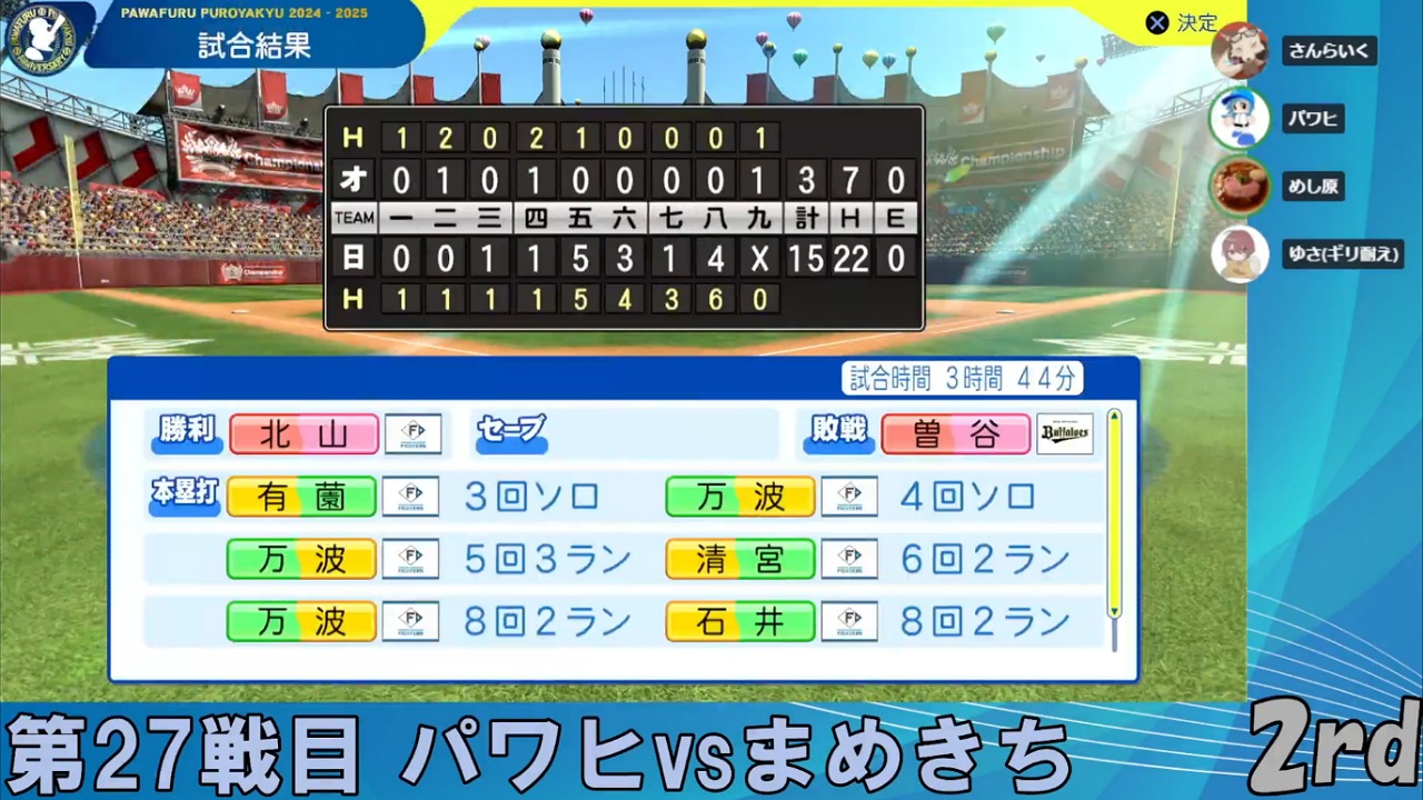 ifファイターズ 対 ifバファローズ 5回戦試合結果