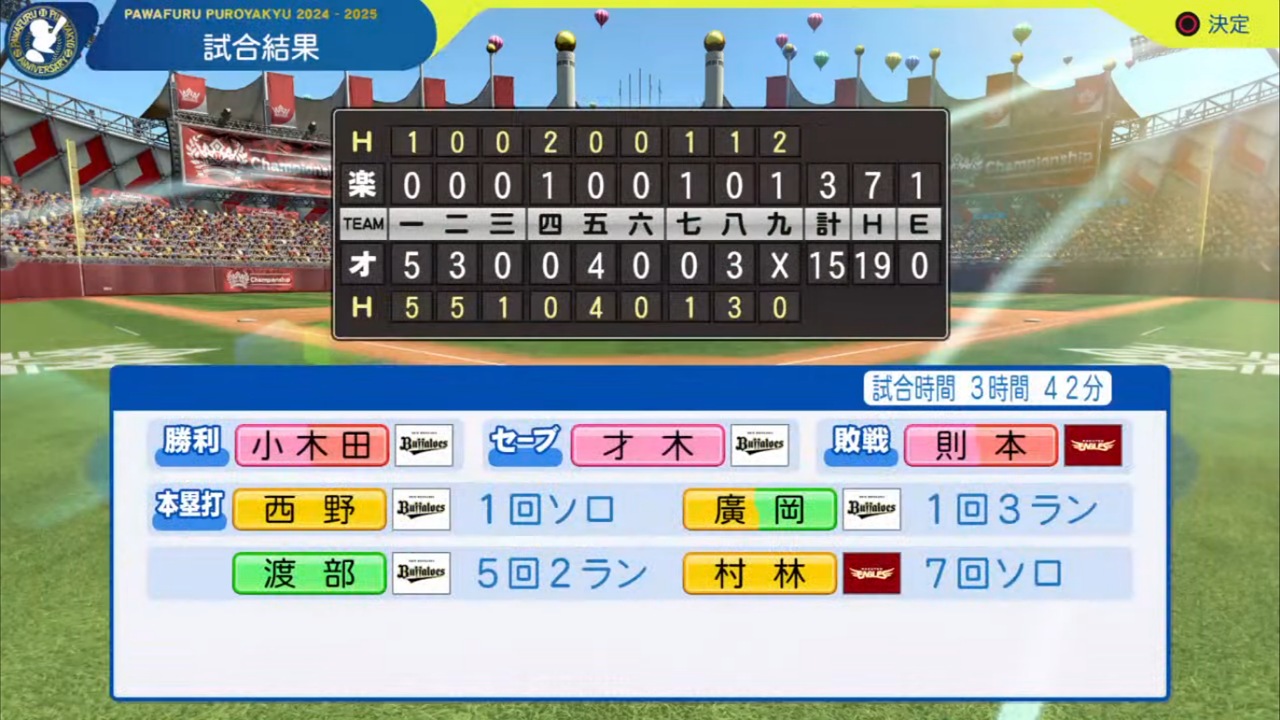 ifバファローズ 対 ifイーグルス 4回戦