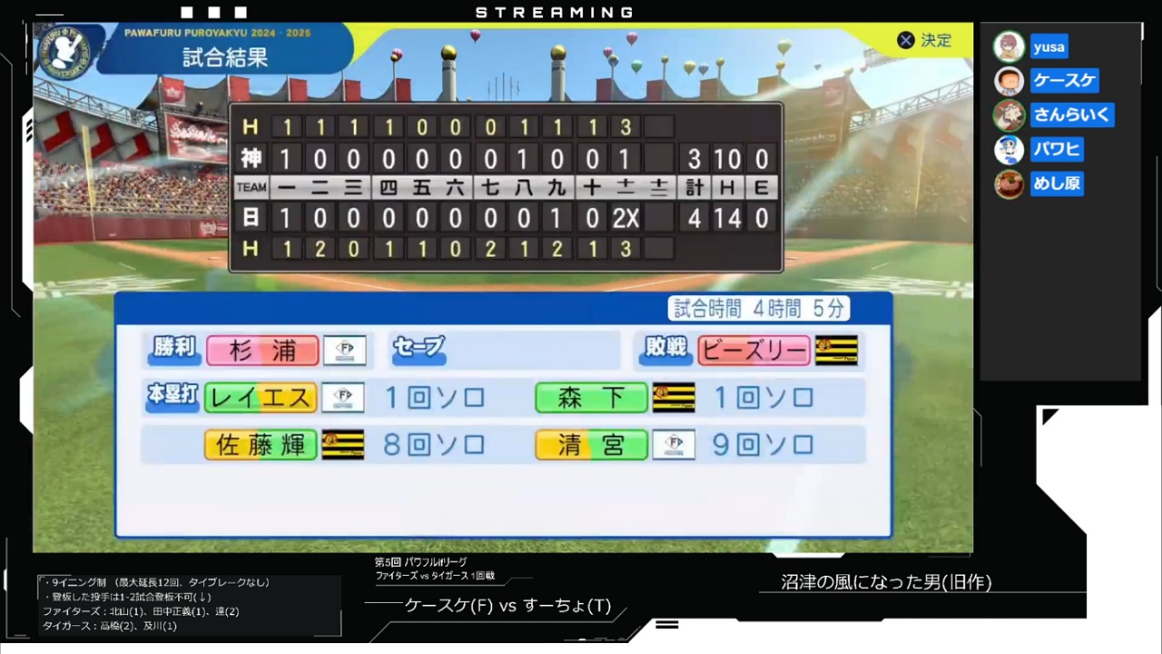 ifファイターズ 対 ifタイガース 1回戦