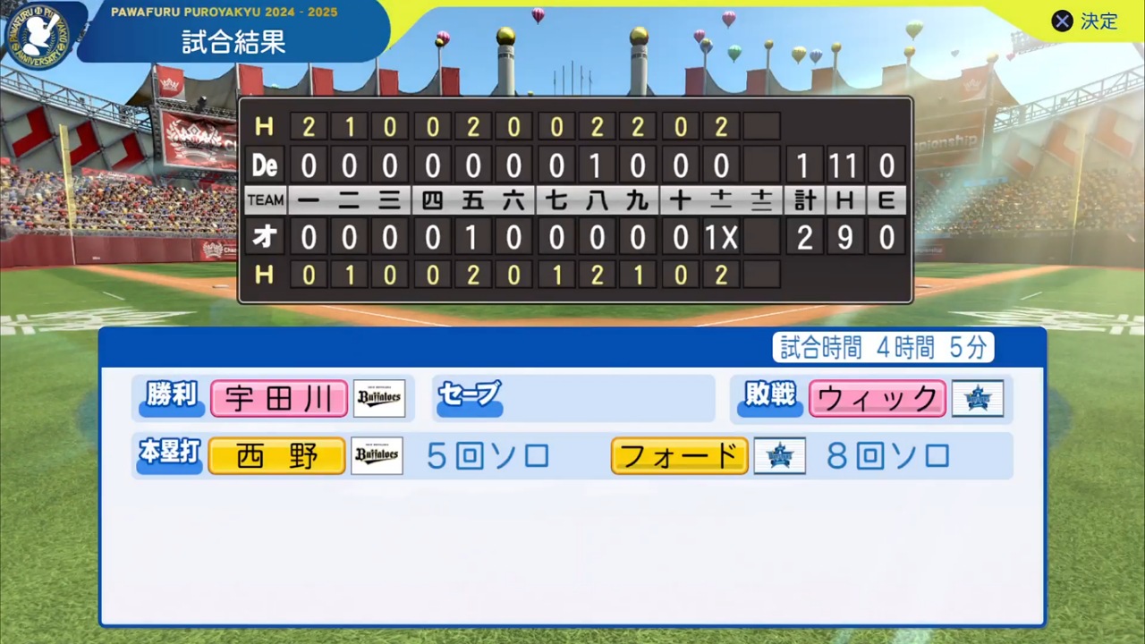 ifバファローズ 対 ifベイスターズ 1回戦試合結果