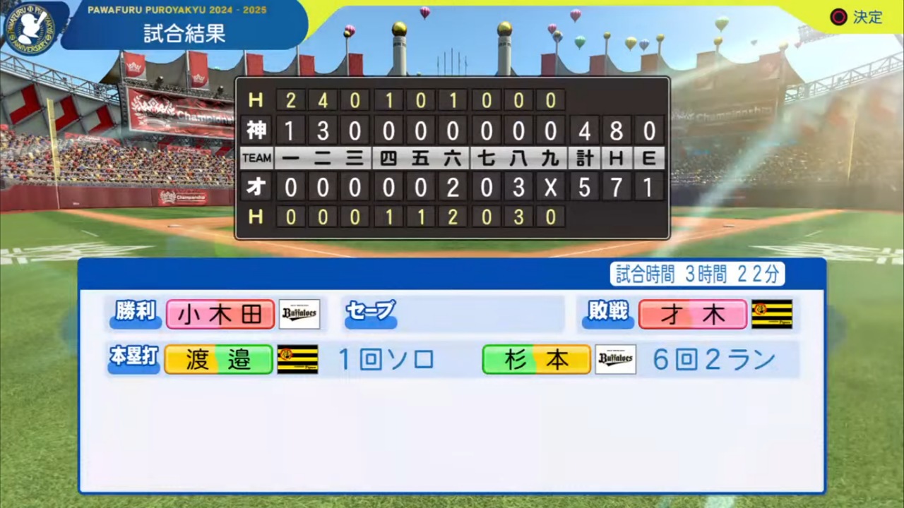 ifバファローズ 対 ifタイガース 1回戦