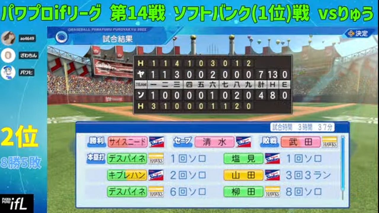 福岡ソフトバンクホークス 対 東京ヤクルトスワローズ 2回戦
