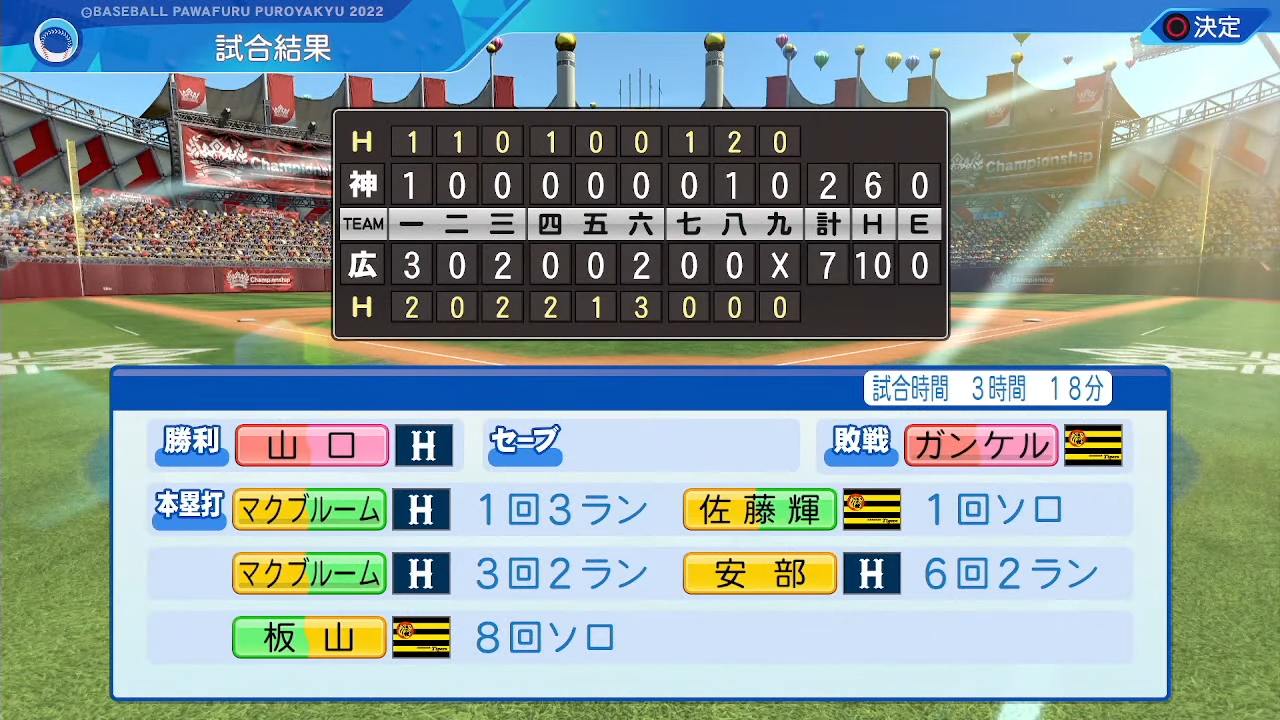 広島東洋カープ 対 阪神タイガース 1回戦