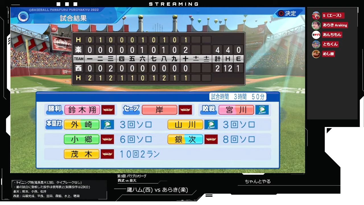 埼玉西武ライオンズ 対 東北楽天ゴールデンイーグルス 1回戦