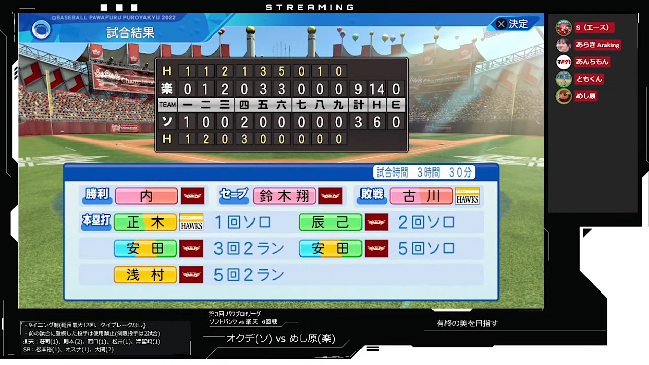 福岡ソフトバンクホークス 対 東北楽天ゴールデンイーグルス 6回戦