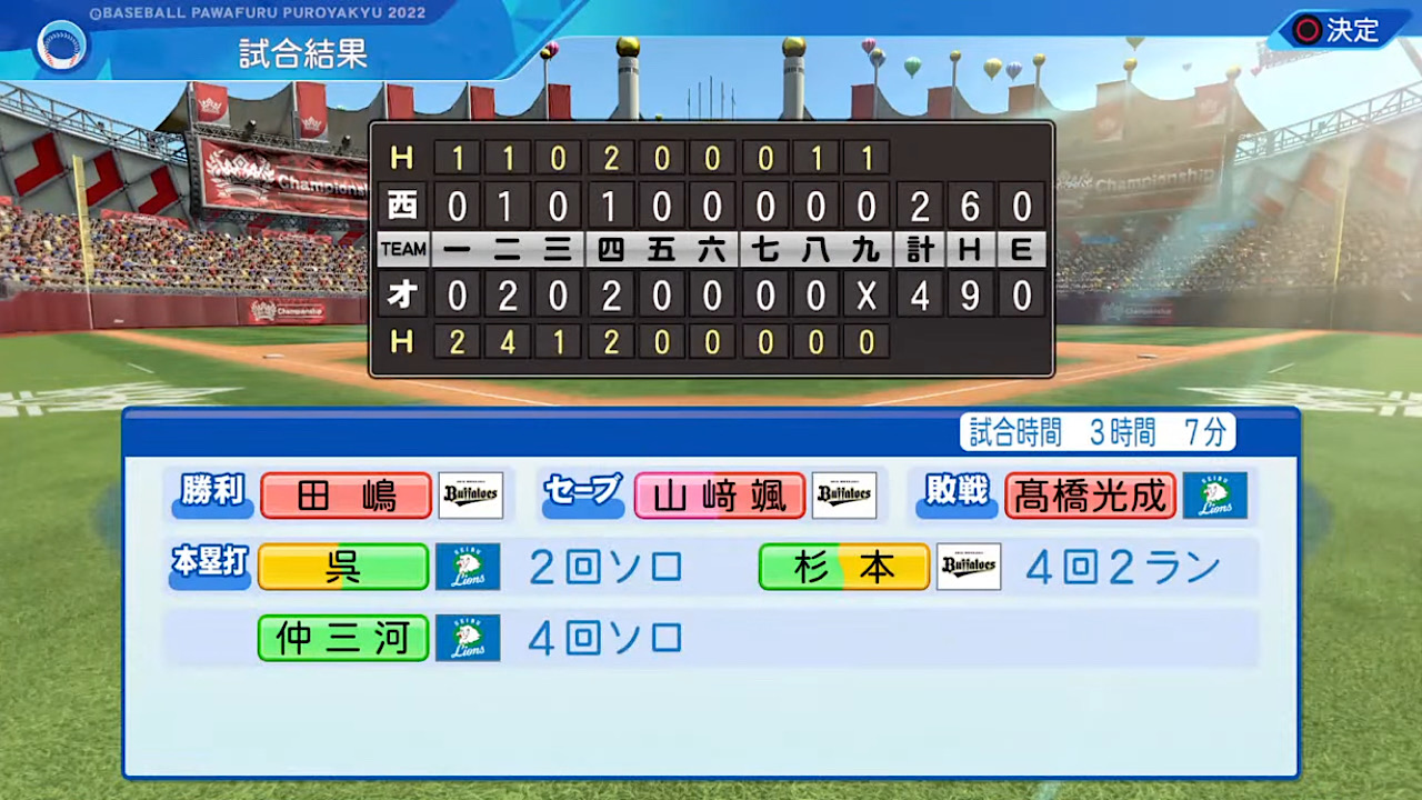 オリックス・バファローズ 対 埼玉西武ライオンズ 6回戦