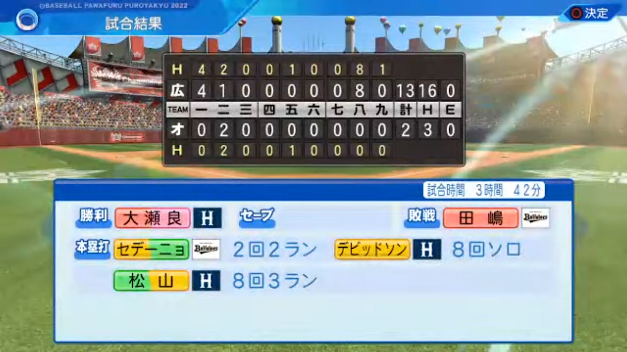 オリックス・バファローズ 対 広島東洋カープ 1回戦