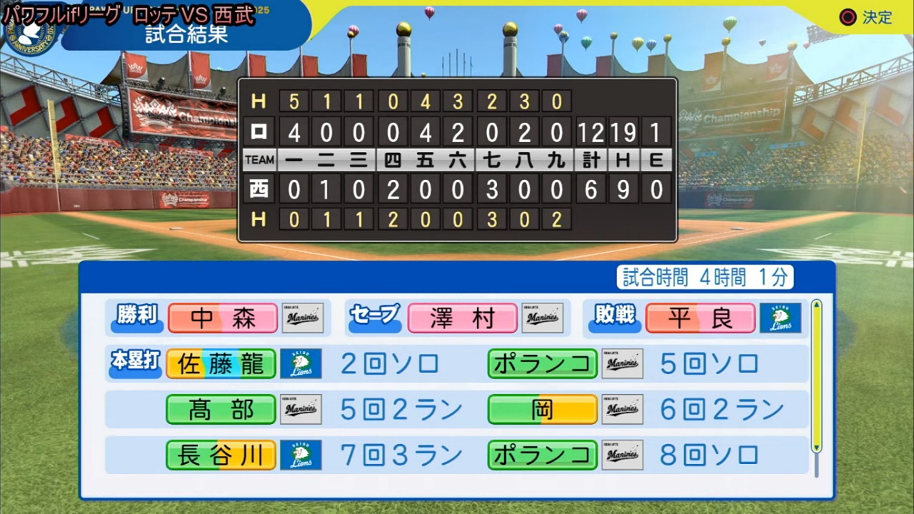 ifライオンズ 対 ifマリーンズ 3回戦