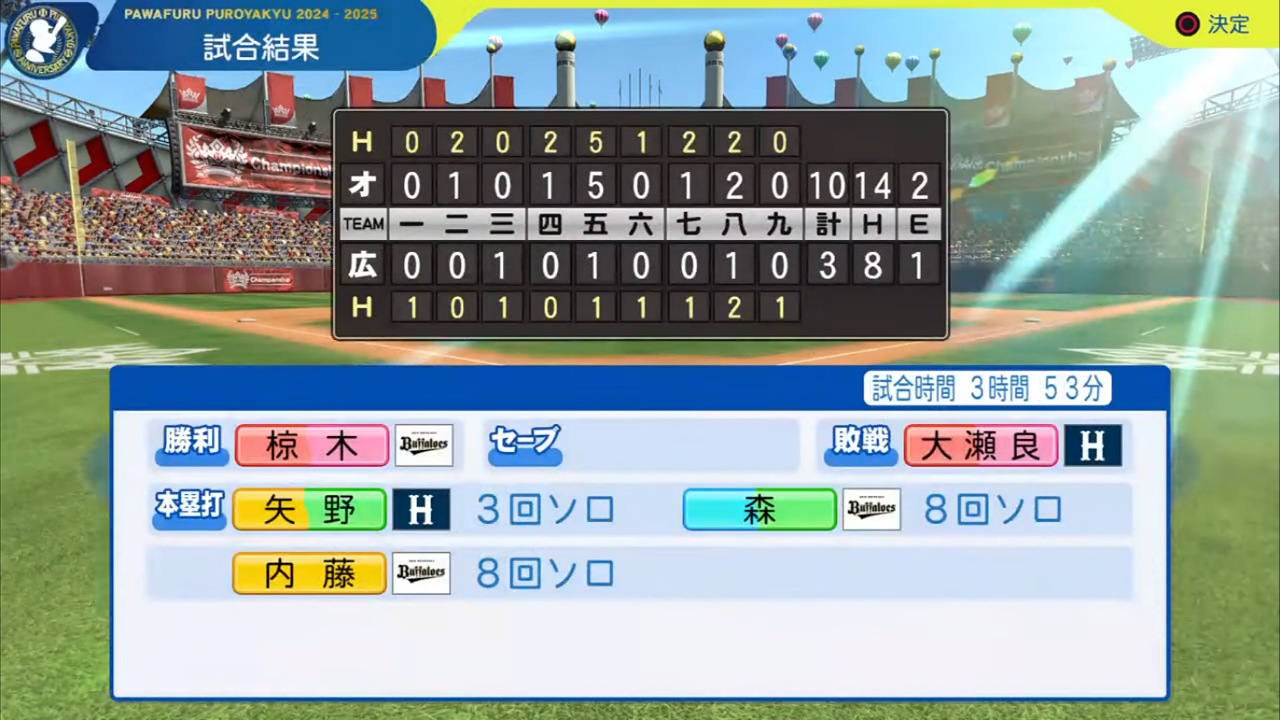 ifカープ 対 ifバファローズ 2回戦