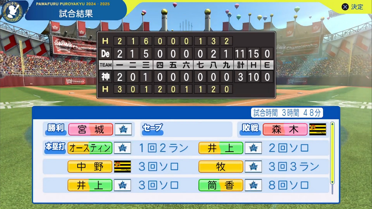 ifタイガース 対 ifベイスターズ 3回戦