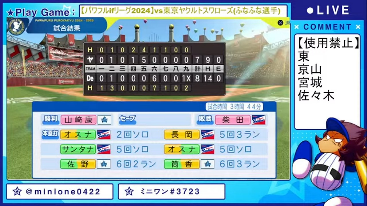 ifベイスターズ 対 ifスワローズ 1回戦