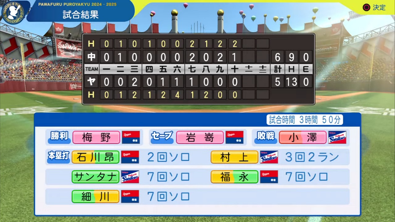 ifスワローズ 対 ifドラゴンズ 6回戦