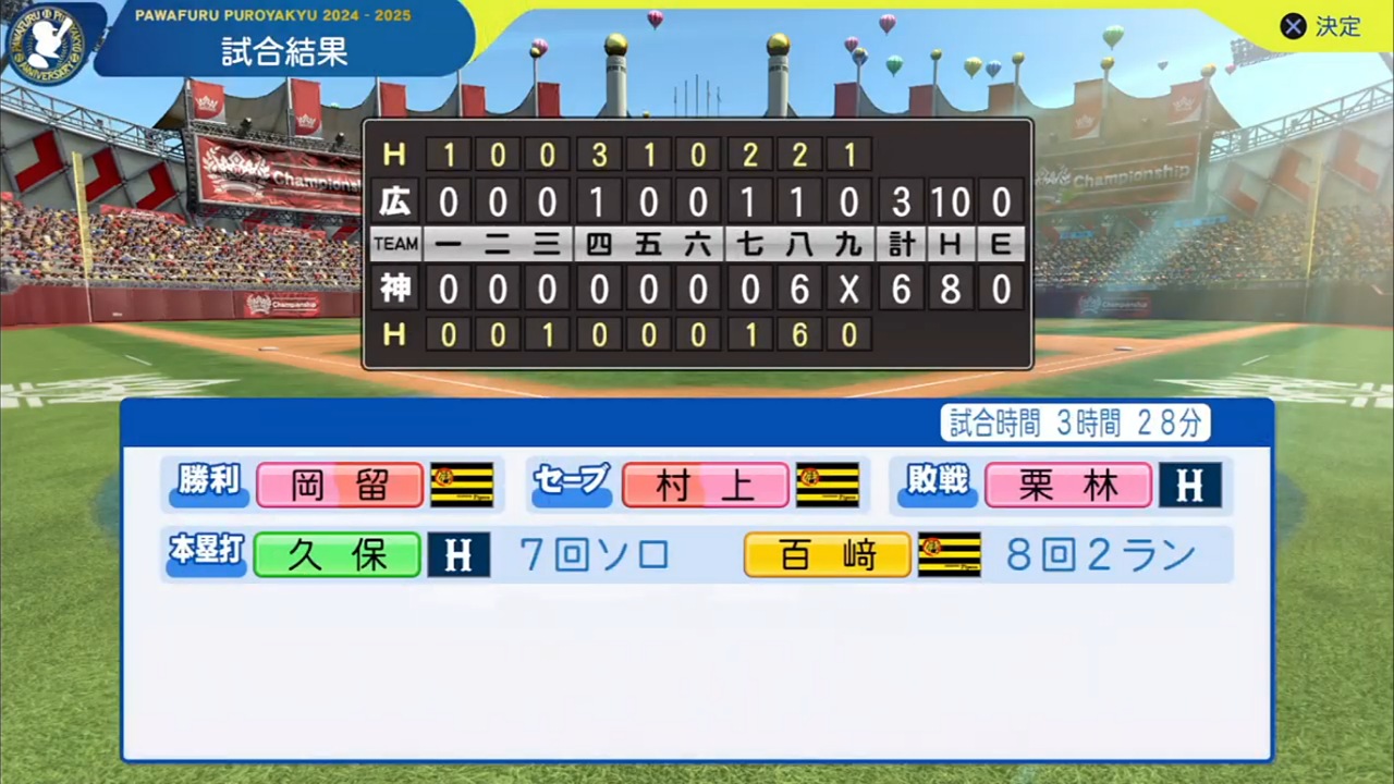 ifタイガース 対 ifカープ 6回戦