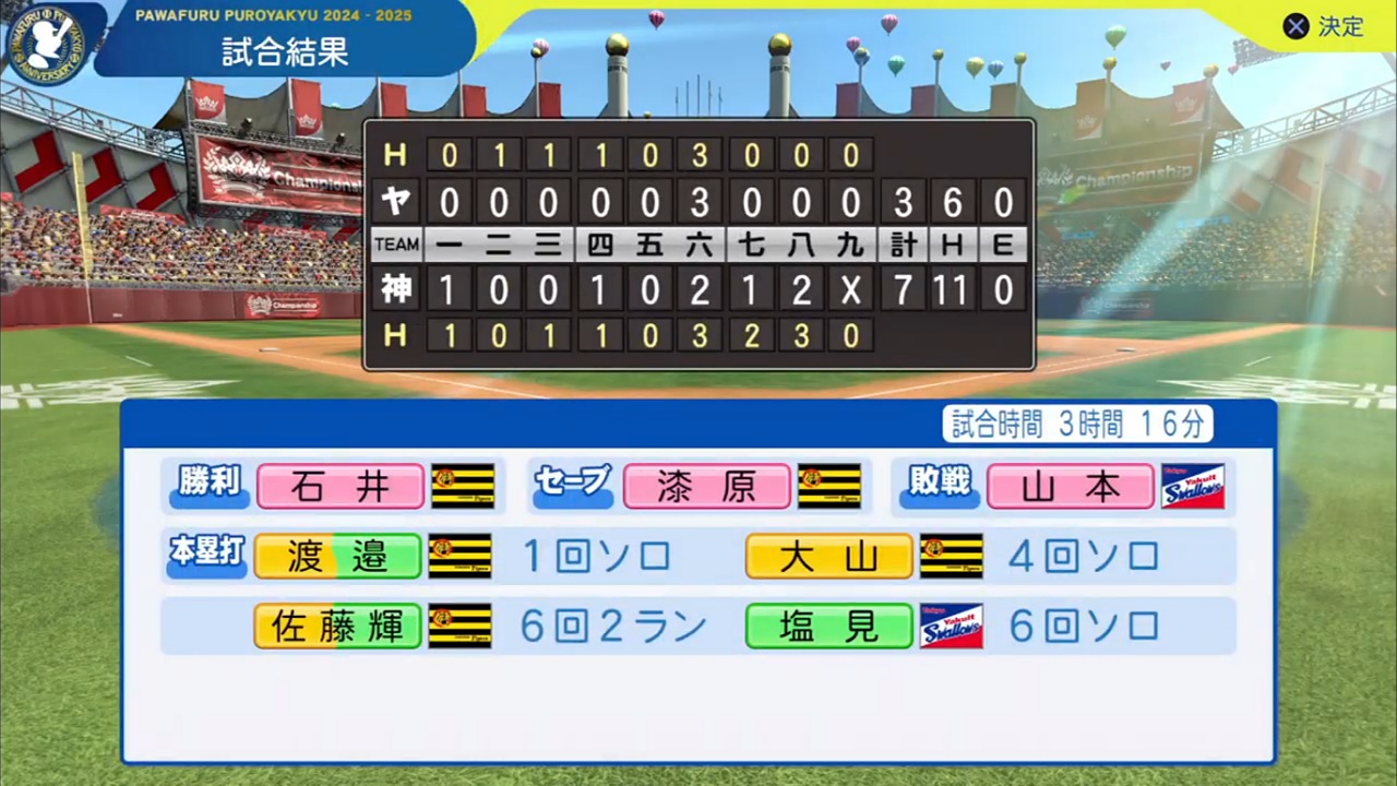 ifタイガース 対 ifスワローズ 6回戦