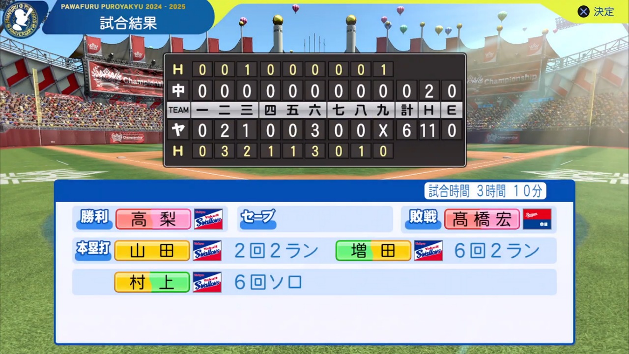 ifスワローズ 対 ifドラゴンズ 6回戦