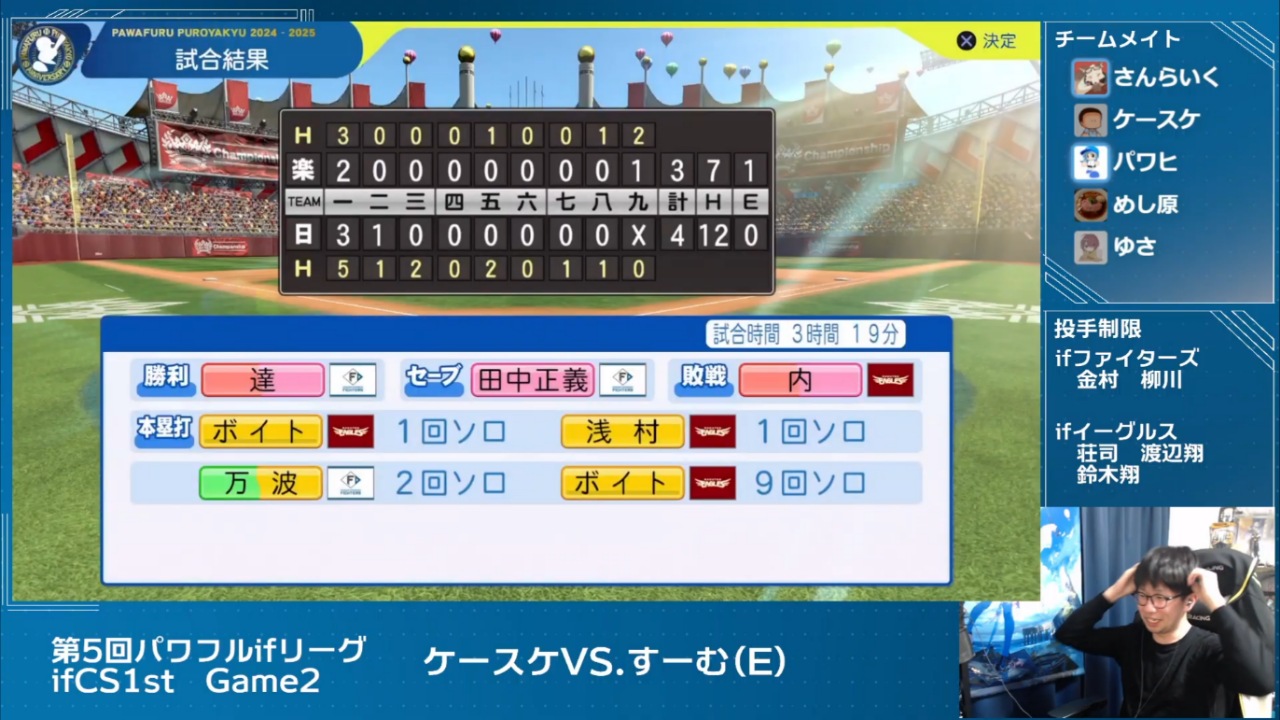 ifCSファースト 第2戦 ifファイターズ 対 ifイーグルス試合結果