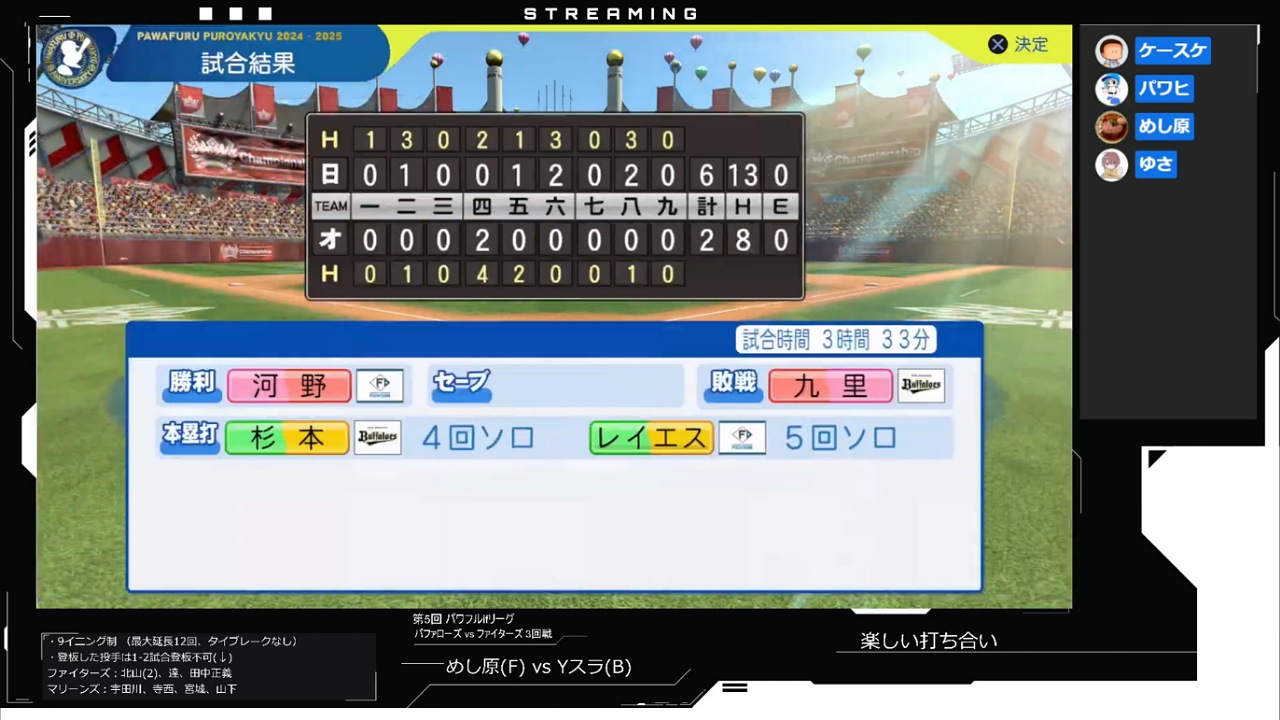 ifバファローズ 対 ifファイターズ 3回戦