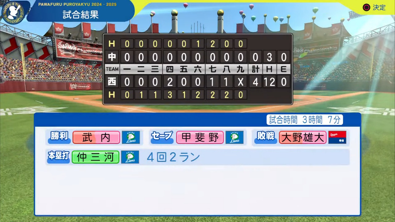 ifライオンズ 対 ifドラゴンズ 1回戦試合結果