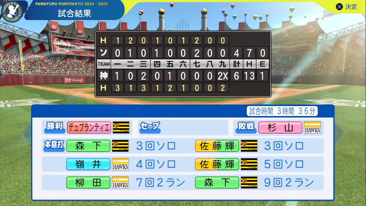 ifタイガース 対 ifホークス 2回戦