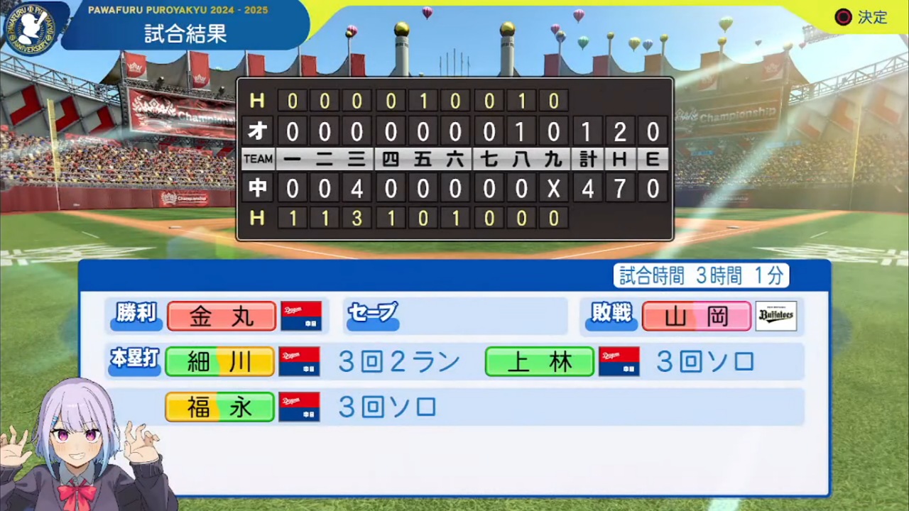 ifドラゴンズ 対 ifバファローズ 2回戦試合結果
