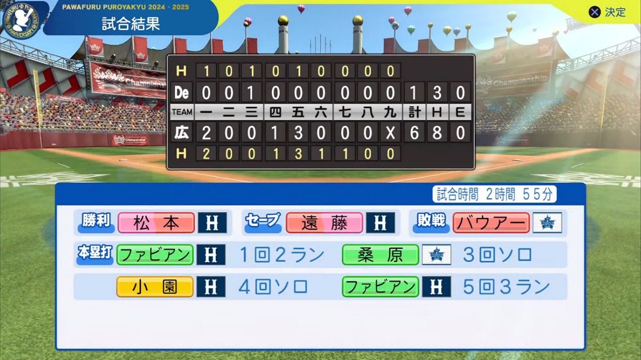 ifカープ 対 ifベイスターズ 1回戦試合結果